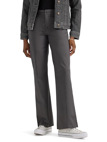 Lee Women's Wrinkle Free Mid Rise Bootcut Pant Static Gray 12 Short