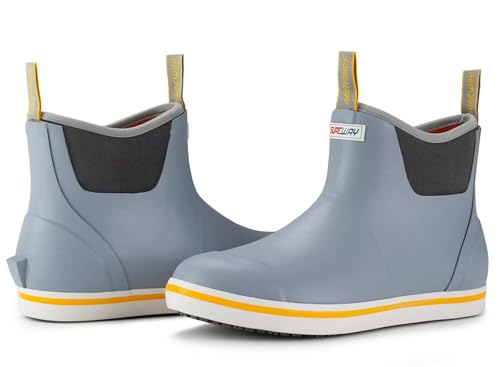 Image of SUREWAY Men's Deck Boots Professional Non-Slip Fishing & Ankle Boating Boot Waterproof Rain Boots, Lightweight Neoprene Rubber Deck Boots