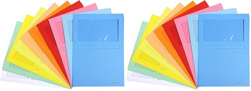 Exacompta - Réf. 50450E - Paquet de 10 chemises à fenêtre sans plastique SUPER 160 g/m² - couleurs pastel - chemises certifiées PEFC™ - dimensions 22 x...