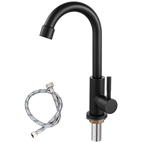 Küchenarmatur mit 1 Griff, 360 Grad schwenkbarer Auslauf, Edelstahl, SUS304, Schwanenhals mit Schlauch (Abfluss nicht im Lieferumfang enthalten) Cover