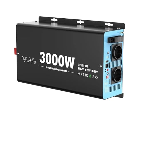 Convertisseur tension voiture 12V 230V évite les pannes d'énergie avec onde sinusoïdale 3000W