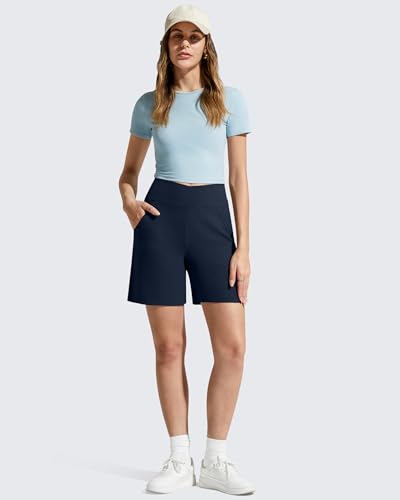 Image of G4Free Evergoing Athletic Shorts for Women with Pockets 6 inch /14 inch Cross Waist