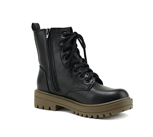 Image of Soda FIRM - Lug Sole Combat Ankle Bootie Lace up w /Side Zipper