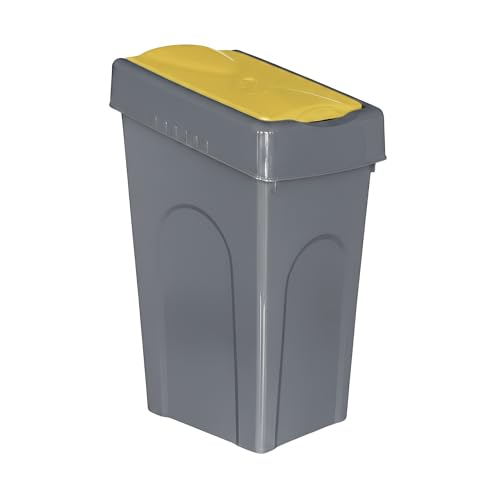 FINE STAR Plastic 50L Litre Kitchen Home Recycle Recycling Bin Office Rubbish Trash Waste Dustbin With Lid (Yellow)