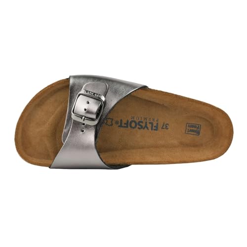 Women's 100% Genuine Leather Sandals - Comfortable Smart Foam Footbed, Slip-On Slides for Summer Wear, Adjustable Fit and Durable Non-Slip Sole4