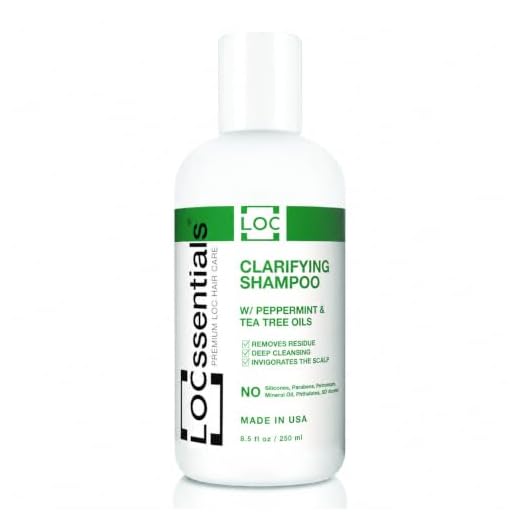 LOCssentials Clarifying Shampoo for Locs – Professional Loc Shampoo for Dreads, Twists, Braids, Interlocks, Microlocs, Dreadlocks, Faux Locs Crochet Hair – with Peppermint and Tea Tree Oils