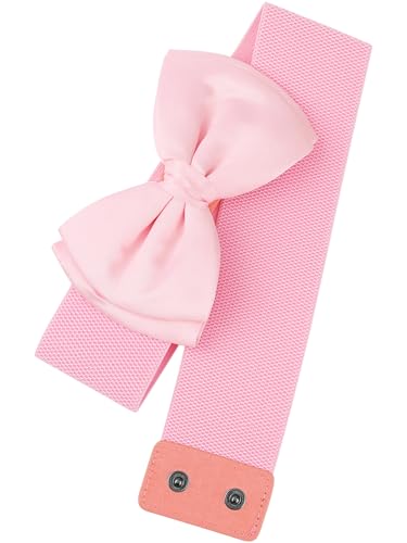 Allegra K Women's 2Pcs Bowknot Elastic Belts, 2.4" Width Elegant Cute Stretchy Cinch Waistband for Dress Wedding2
