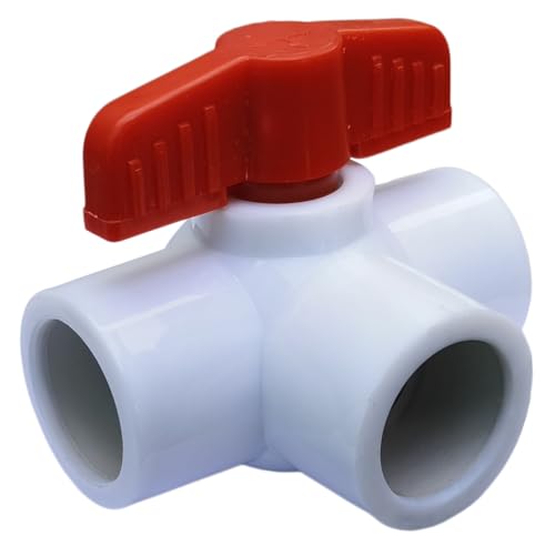 Image of ESEKSAFAR Plain UPVC T-Way Ball valve for (32-33) mm outer diameter pipe fitting (1 inchinch BSP Short handle)