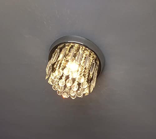 Image of GA Crystal Glass Chandelier /Ceiling Light, Led Light, Crystal Chandelier for Banquet Hall, Living Room, Restaurants, Hotels, Temples (35cm, Yellow)