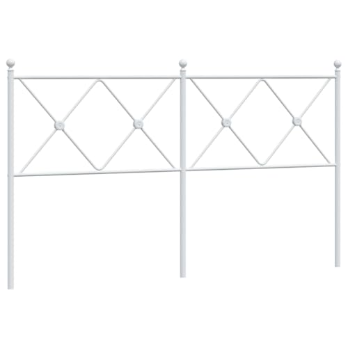SooIarix Cabecero de repuesto de metal blanco 150 cm de acero resistente cojín de pared cama con patas estables para marco de cama y colchones, ideal como tapicería de pared autoadhesiva en la