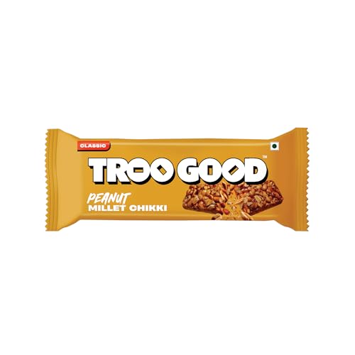 Image of TROOGOOD Peanut Chikki Jar (50Pcs, 16g Each) Jaggery Peanut Bars, Millet Chikki, No Added Preservatives or Colours | Gajak, Healthy Indian Sweets Snack, Protein Bar Alternative, Kids Snack, Office Snack