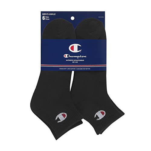 Champion Men's Moisture-Wicking Cushioning & Arch Support Ankle Socks (6-Pack)