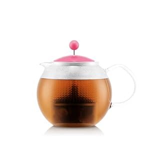 Bodum Assam 1830-539B Teepresse mit Glasgriff und farbigem Kunststoffdeckel, 1,0 l