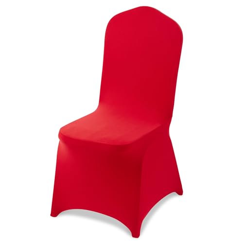 Image of VEVOR Chair Covers, Polyester Spandex Chair Cover, Stretch Slipcovers for Wedding Party Dining Banquet Flat-Front Chair Covers (Red-a, 50PCS)