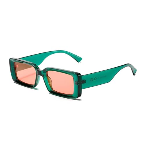 TNDVIC Gafas de sol pequeñas de color para mujer, con diseño de leopardo, color té, con protección UV400, para hombre, color verde y rojo