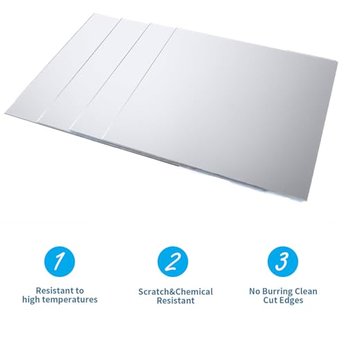 Image of 5 Pack 12 x12 Inch Acrylic Mirror Sheet, 1 /8 Inch Thick Opaque Glossy Mirror, Plexiglass Mirror Sheets with Protective Film, Rigid Mirror Acrylic Sheets for Sawing, DIY, Laser Cutting and Engraving