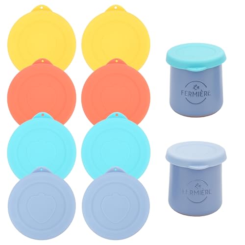 Kiicii La Fermiere Yogurt Jar Lids Silicone 8 Packs Reusable Jar Covers Airtight Replacement Yogurt Jar Lids Dishwasher Safe & BPA Free & Food-Grade(Jars NOT Included)