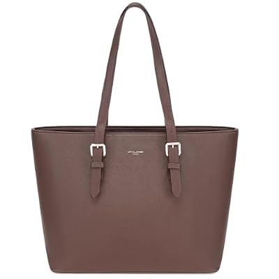David Jones - Borsa Tote Shopper Grande Capacità Donna - Borsa a Spalla Tracolla Lavoro Manico Lungo PU Pelle - Borse a Mano Capiente A4 - Shopping Bag Sacchetto Ufficio Scuola Viaggio - Marrone