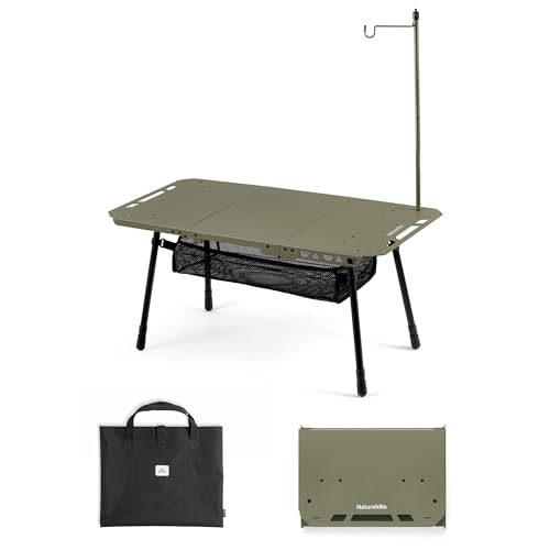 Naturehike Tavolo da campeggio con 3 scomparti pieghevoli, robusto tavolo tattico per casa, cucina, picnic ed esterni, pieghevole, ideale per campeggio e uso quotidiano