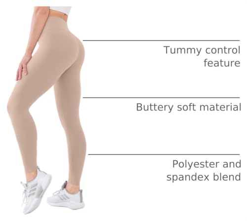 Image of High Waisted Leggings with Pockets for Women Buttery Soft Full Length Capri Workout Yoga Pants Compression Pants