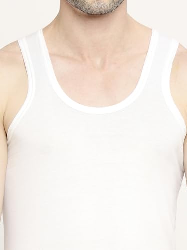 Image of VIP Bonus Classic Men Premium Cotton White Vest | Regular Fit | 100% Combed Cotton, Antibacterial and Odour Control White Vest | Combo Pack