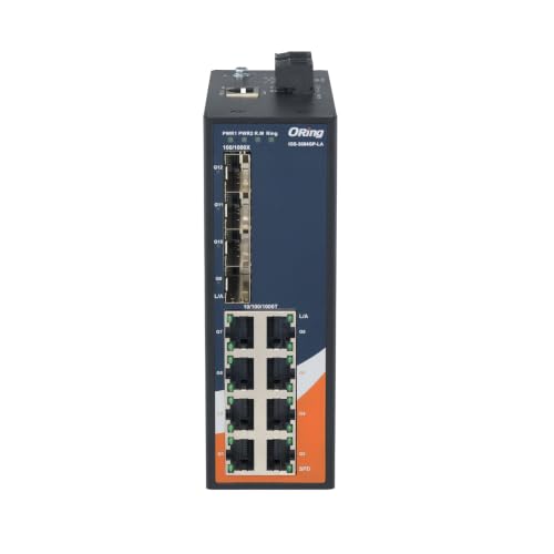 Image of IGS-3084GP-LA | 12-Port Managed Gigabit Ethernet Switch, 8 GE + 4 SFP Slots, ORing Industrial Networking