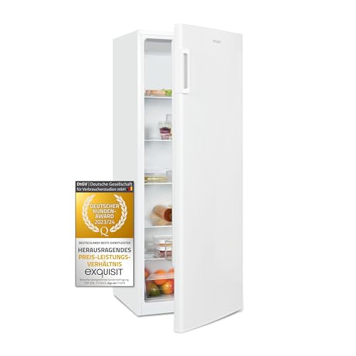 Exquisit Vollraum-Kühlschrank ohne Gefrierfach, 242 Liter, 5 Ablagen, 4 Türablagen, Türanschlag wechselbar, 55 cm Breite, KS320-V-H-040E weiss