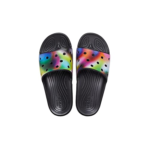 CROCS Classic Crocs Solarized Slide - Black/Multi - M5W7 , 207557-0C4-M5W7, Unisex Adult , Black/Mul