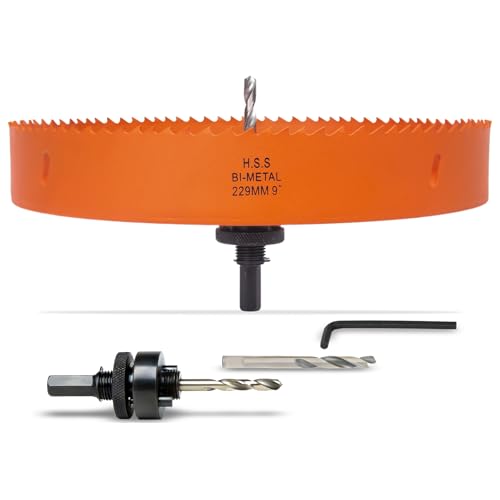 9 inch Hole Saw for Wood, Metal, Plastic &amp; Drywall, with Arbor