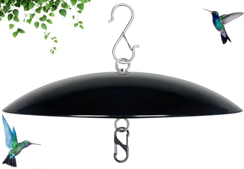 13 Bird Feeder Rain Guard Hummingbird Feeders Shade Dome Cover Hanging Baffle for Bird Feeder Pole Smart Birds Feeder Umbrella (Black) 1 Pack