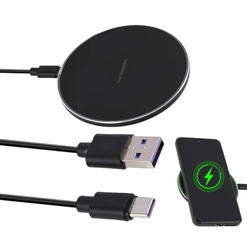 20W Cargador Inalámbrico Rápido, Cargador de Inducción Qi, Base de Carga Qi con Entrada USB C, Estación de Carga Inductiva Compatible con iPhone 15 14 13 12 11 SE X 8, Samsung Galaxy S24 S23 S22 S21