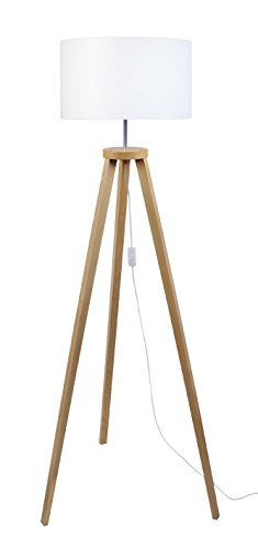 Tosel 51113 Lampadaire 1 Lumière, Bois, E27, 40 W, Blanc, 40 x 155 cm