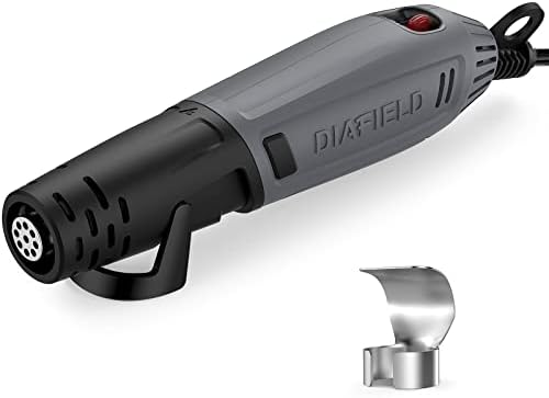 DIAFIELD Mini Heat Gun, 2 Temp Setting 302℉-842℉ Fast Heat Hot Air Gun Tool with Reflector Nozzle and 5.9Ft Cable Overload Protection for Epoxy Resin, Craft, Embossing, Shrink Wrapping & DIY