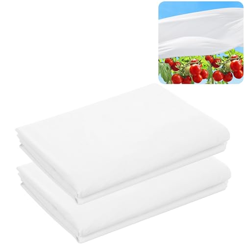 DECOHS 2 Pcs Plant Sun Protection Cloth, 15 x 10 Ft Garden Plant Shade Cloth, Non-Woven White Light Refraction Sunshade Cloth for Protecting Plants Vegetable Rows from Direct Sunlight