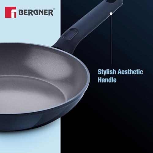 Image of BERGNER Jade 20cm Frypan, Ceramic Non-Stick Coating, Sturdy Soft Touch Handle, PFOA /PFAS /PTFE Free, Consumes Less Oil, Healthy Cooking, Forged Aluminium - Induction and Gas Stove Ready