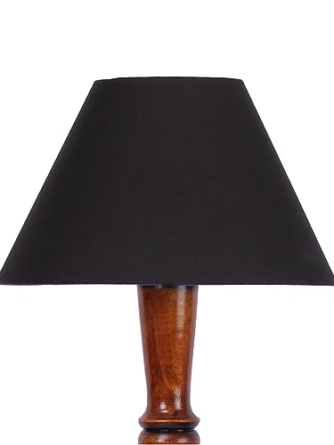Image of Floor Lamp with Wooden Base - Height 55 inch, Black | Modern Standing Lamp for Living Room, Bedroom & Office | Stylish & Elegant Home Lighting Decor | Tall Decorative Lamp