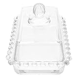 IDEANATEGRATE Butterdose mit Deckel aus Glas Transparenter Butteraufbewahrungsbehälter mit Perlmusterkanten Große Butterbox für Butter Käse und Aufstriche Langlebiges Haushaltsgeschirr