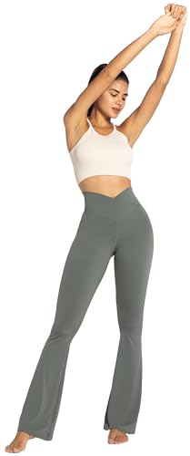 Image of Sunzel Flare Leggings, Crossover Yoga Pants with Tummy Control, High-Waisted and Wide Leg