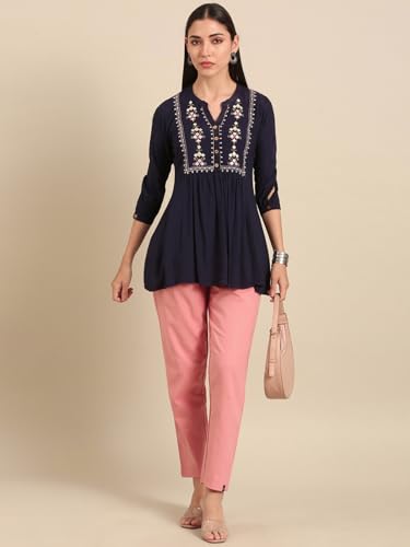 Image of TWIN BIRDS Cotton Pant for Women | 100% Cotton Trousers | Comfortable Straight Fit | Functional Pocket | Daily Ethnic & Casual Wear