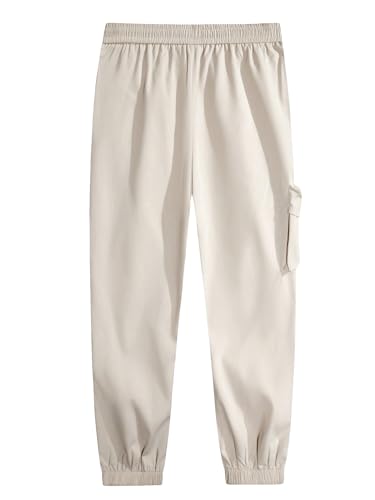 OYOANGLE Men's Cargo Pants Elastic Drawstring Waist Jogger Pants Outdoor Trousers with Pocket2