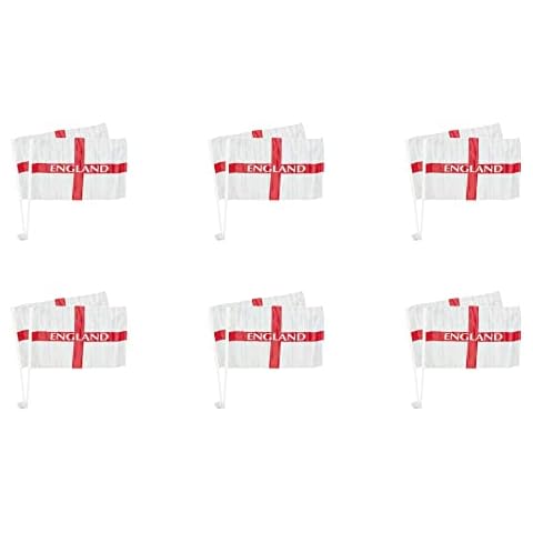 England Car Window Flag 12 Pack St George Cross, for FIFA World cup 2022, Cricket World cup, Rugby, Sporting Events Vehicles Home Window Decorations - 30x46cm Cover