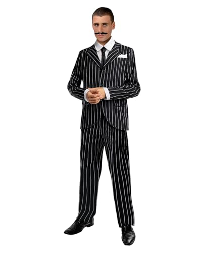Funidelia Disfraz de gangster negro años 20 para hombre, Chaqueta con pañuelo, pantalón y pechera con corbata incorporada, Cabaret - Traje para adultos para fiestas, Carnaval y Halloween - Talla M