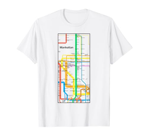 Manhattan New York NYC Metro Mapa Retro Rail Transit Art Camiseta