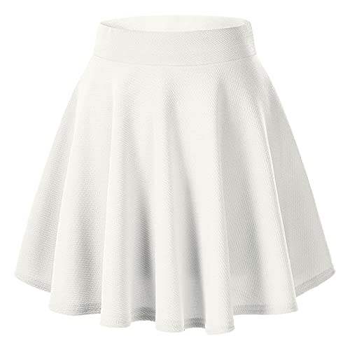 TIMEMEAN Minijupe Patineuse évasée pour Femme Jupes De Travail Uniformes Plissées De Couleur Unie Extensibles Polyvalentes De Base