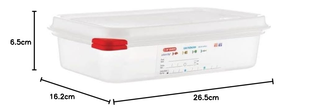 Araven 13351 PP Alimentos contenedor GN con tapa, 1,8 L, 65 mm (Pack de 4)