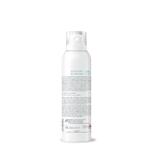 Calmilene Olio Secco Spray 200 ml - Spray con olio corpo e viso - Per la pelle sensibili e dermatiti - 5 Olii funzionali - Ricchi di Omega 3, Omega 6, - Ceramide e Vitamina E - Dermovitamina - 6