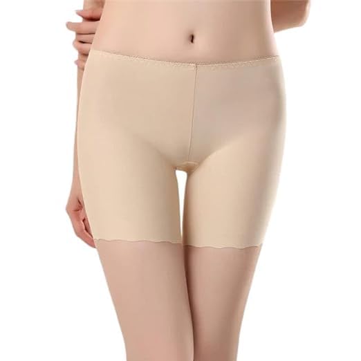 qoxolyz Women's Cotton Seamless Cycling Shorts/Under Skirt Shorts Panties,Black Beige (Pack of 1 White)-picture-52