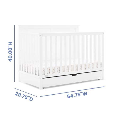 Image of Simmons Kids Logan 6-in-1 Convertible Crib with Underdrawer - Greenguard Gold Certified, Bianca White