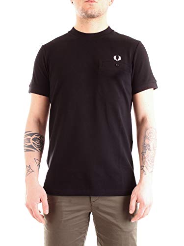  Fred Perry Pocket Detail Pique Shirt T, Nero (Black 102), Large Uomo
