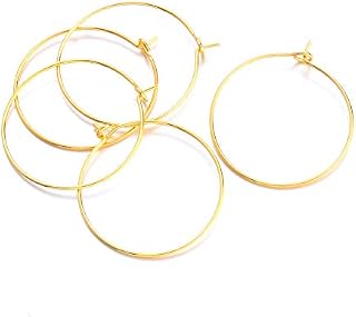 Craftdady 50pcs Silver Plated Brass Wine Glass Charm Rings 20mm Beading Hoop Earring for Wedding Party Decorations Jewelry Making